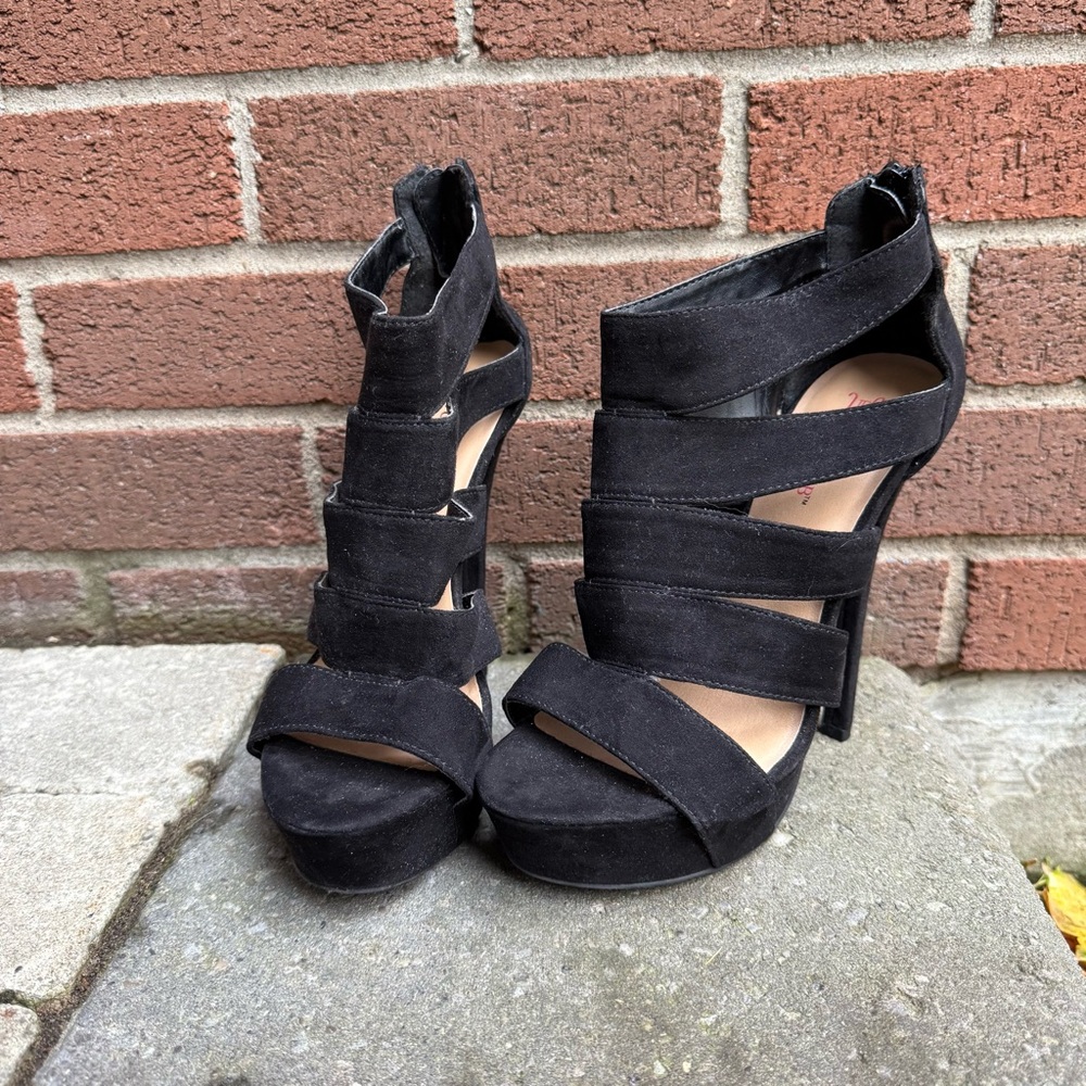 JustFab Black Strappy Heels